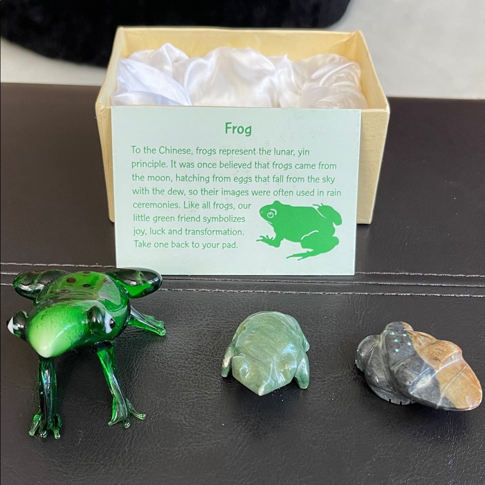 Set of Three Frog Figurines